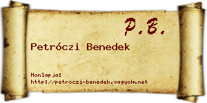 Petróczi Benedek névjegykártya